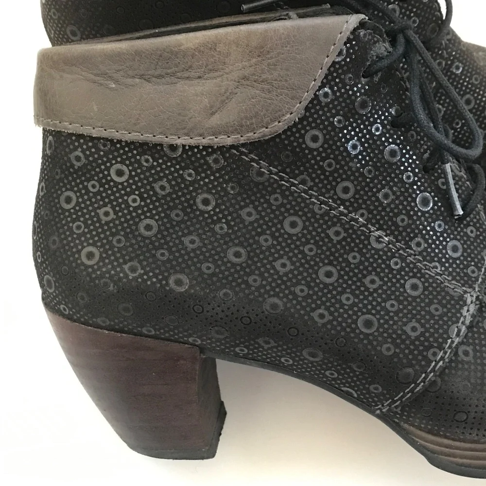 WOLKY Suede Lace Up Heeled Boot Jacquerie Women’s Size 9.5